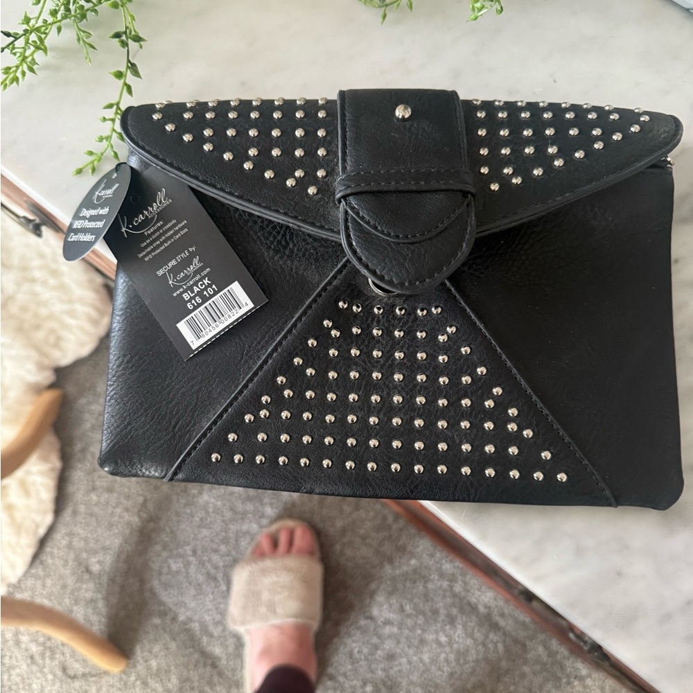 Kenneth Cole Black Studded Clutch